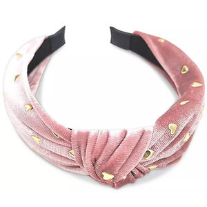 INC International Concepts Gold-Tone Heart Studded Knotted Faux-Suede Headband